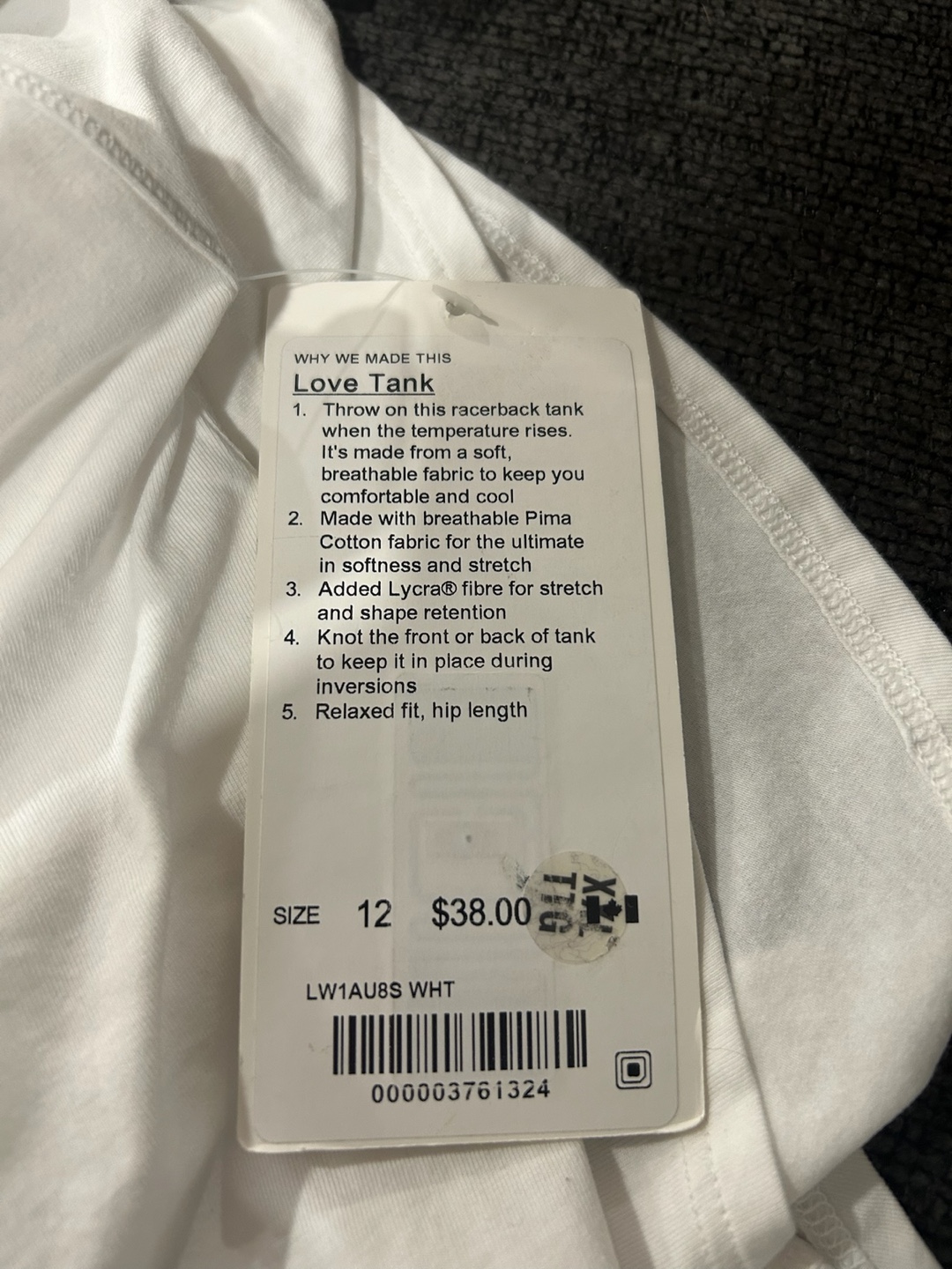 Lululemon Love Tank White Size 12 NWT - photo 5