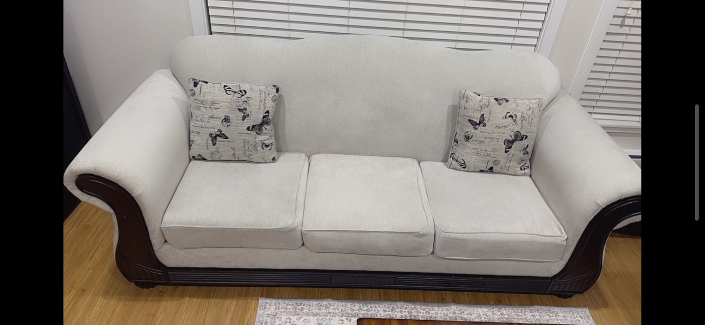 Cream Sofa Set with Two Pillows