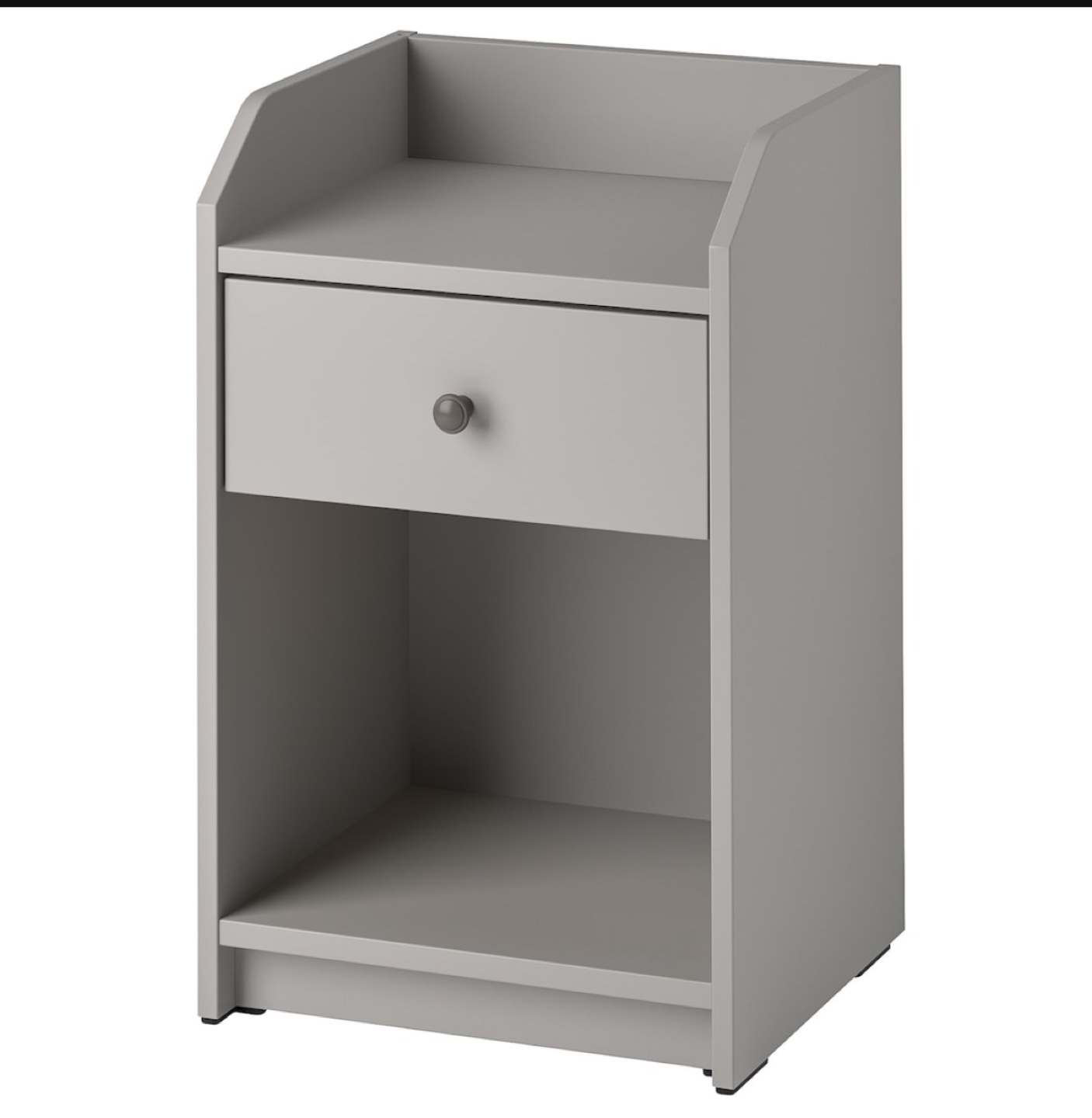 Grey Nightstand with Drawer and Shelves set of 2
