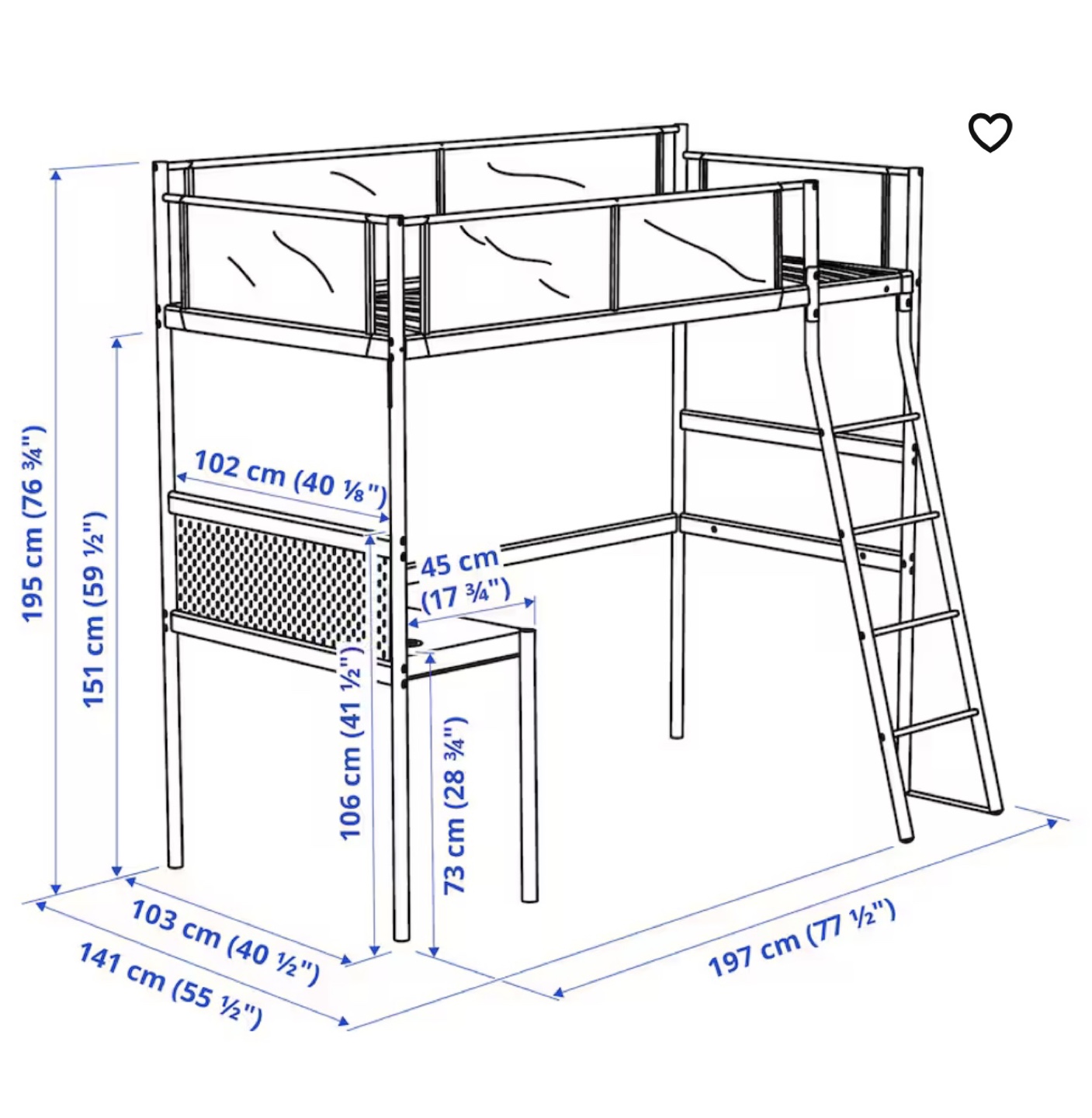 IKEA STUVA Loft Bed with Desk - White - photo 3