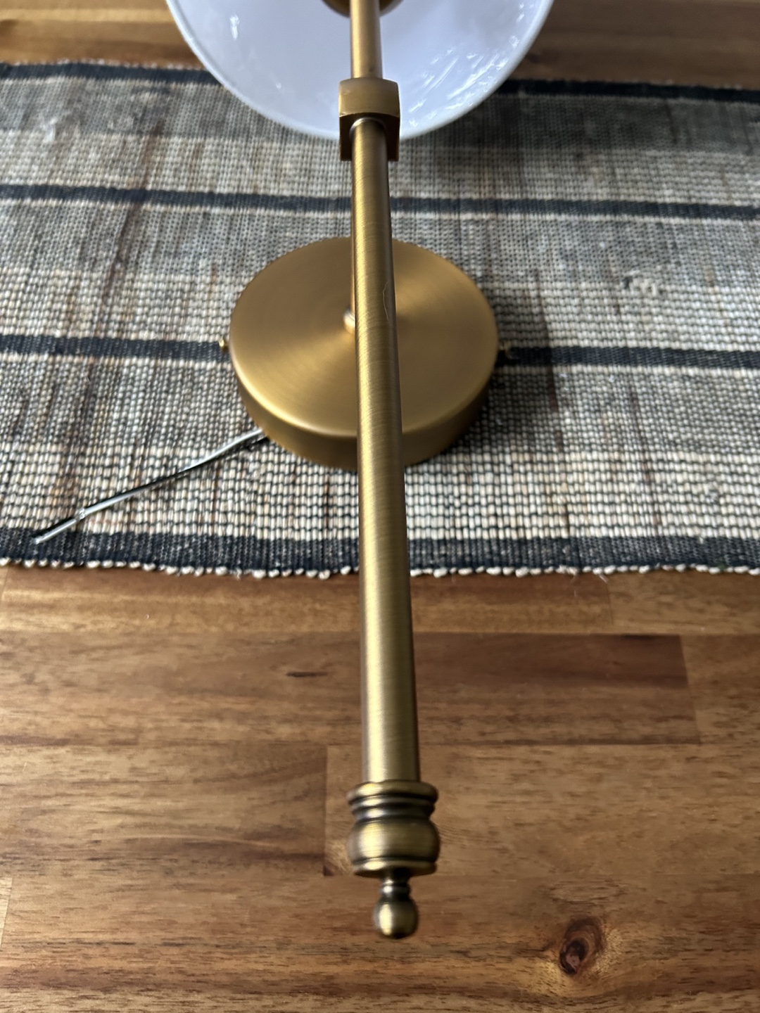 Pair of Brass Wall Sconces with White Shades - photo 2