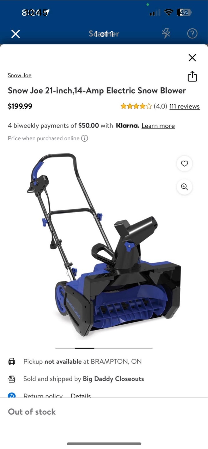 Brand new Snow Joe 21-inch 14-Amp Electric Snow Blower