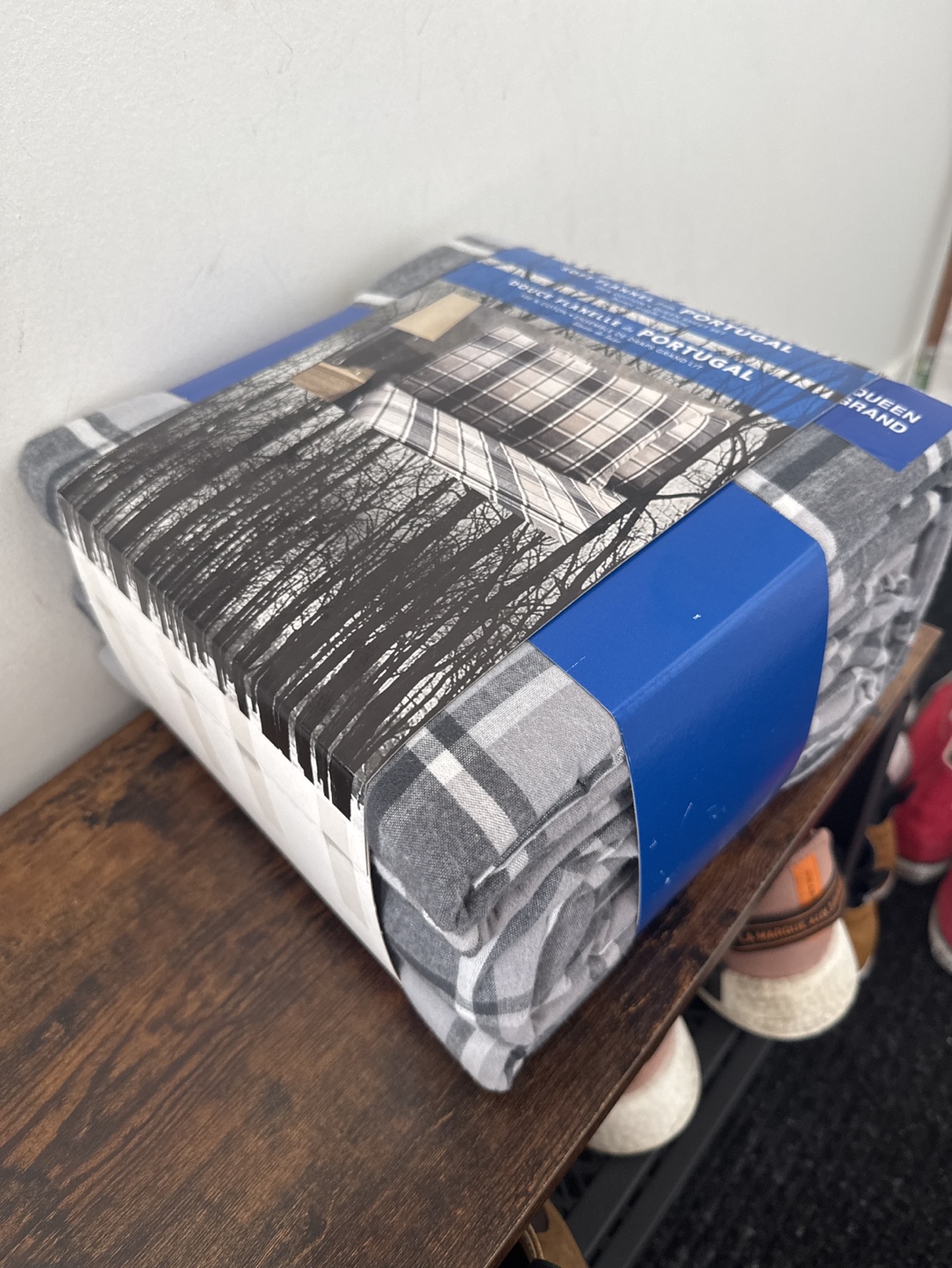 Queen Size Flannel Sheet Set - Grey Plaid - photo 2