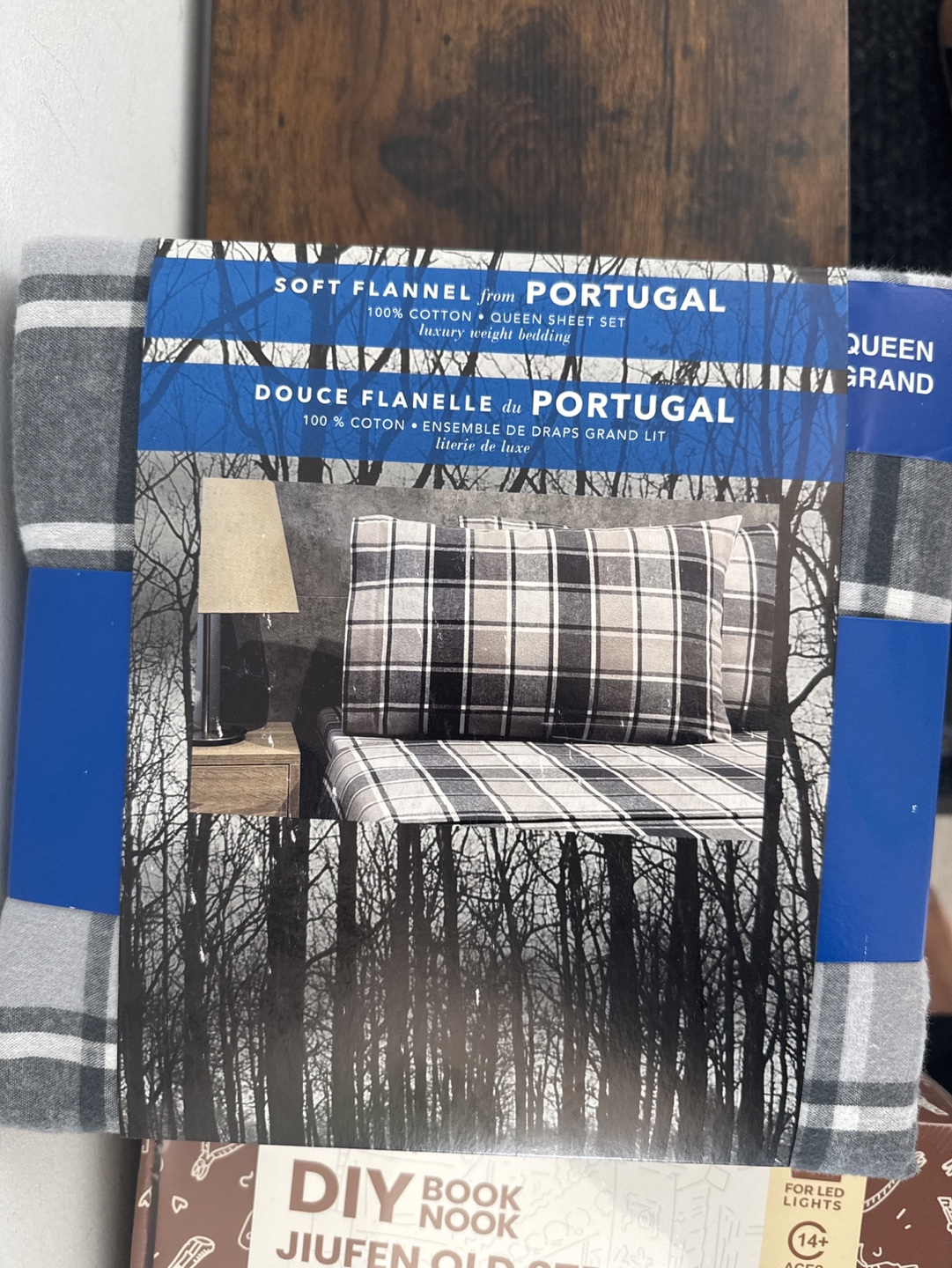 Queen Size Flannel Sheet Set - Grey Plaid