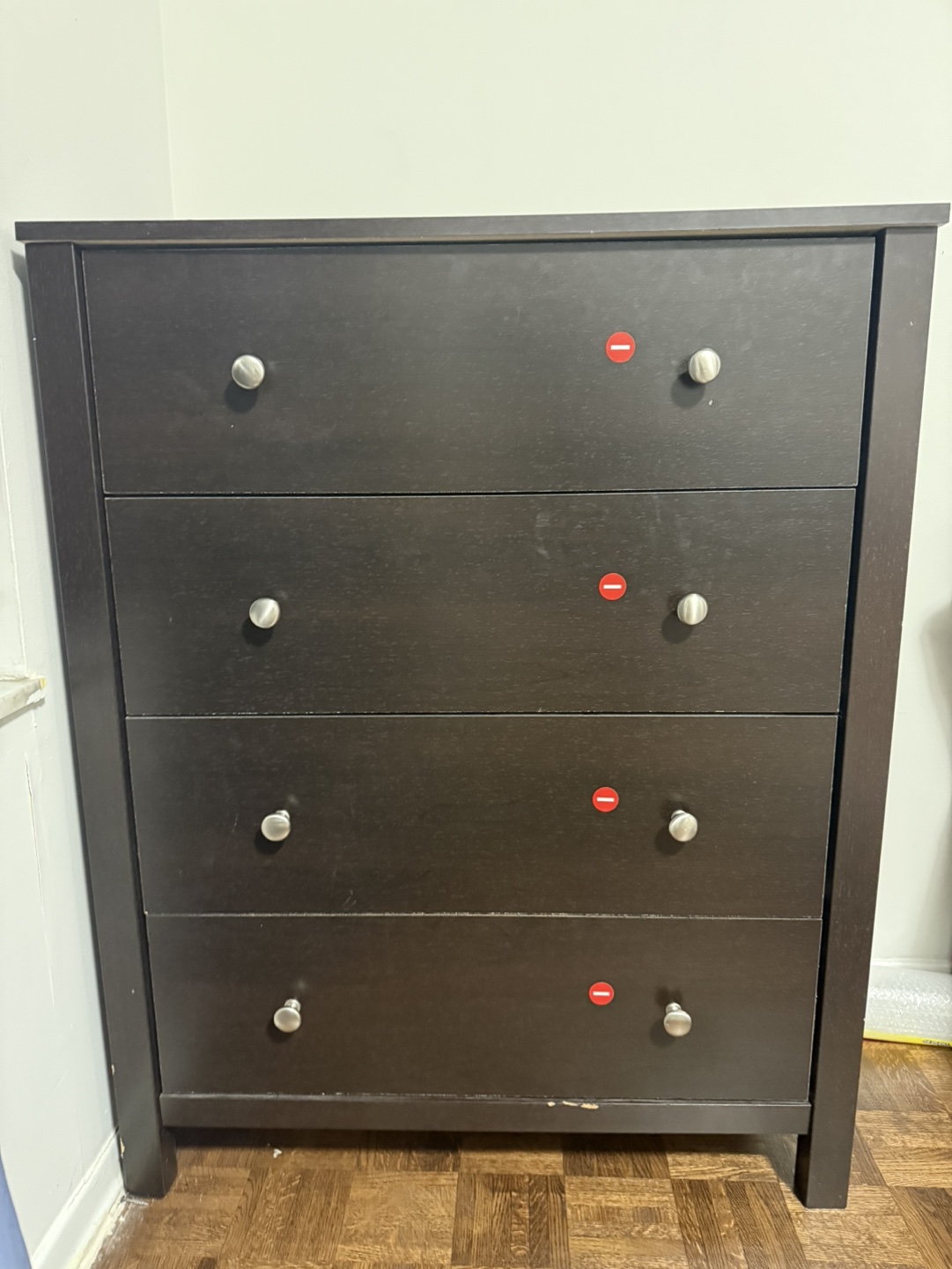 Four-Drawer Dark Brown Chest of Drawers