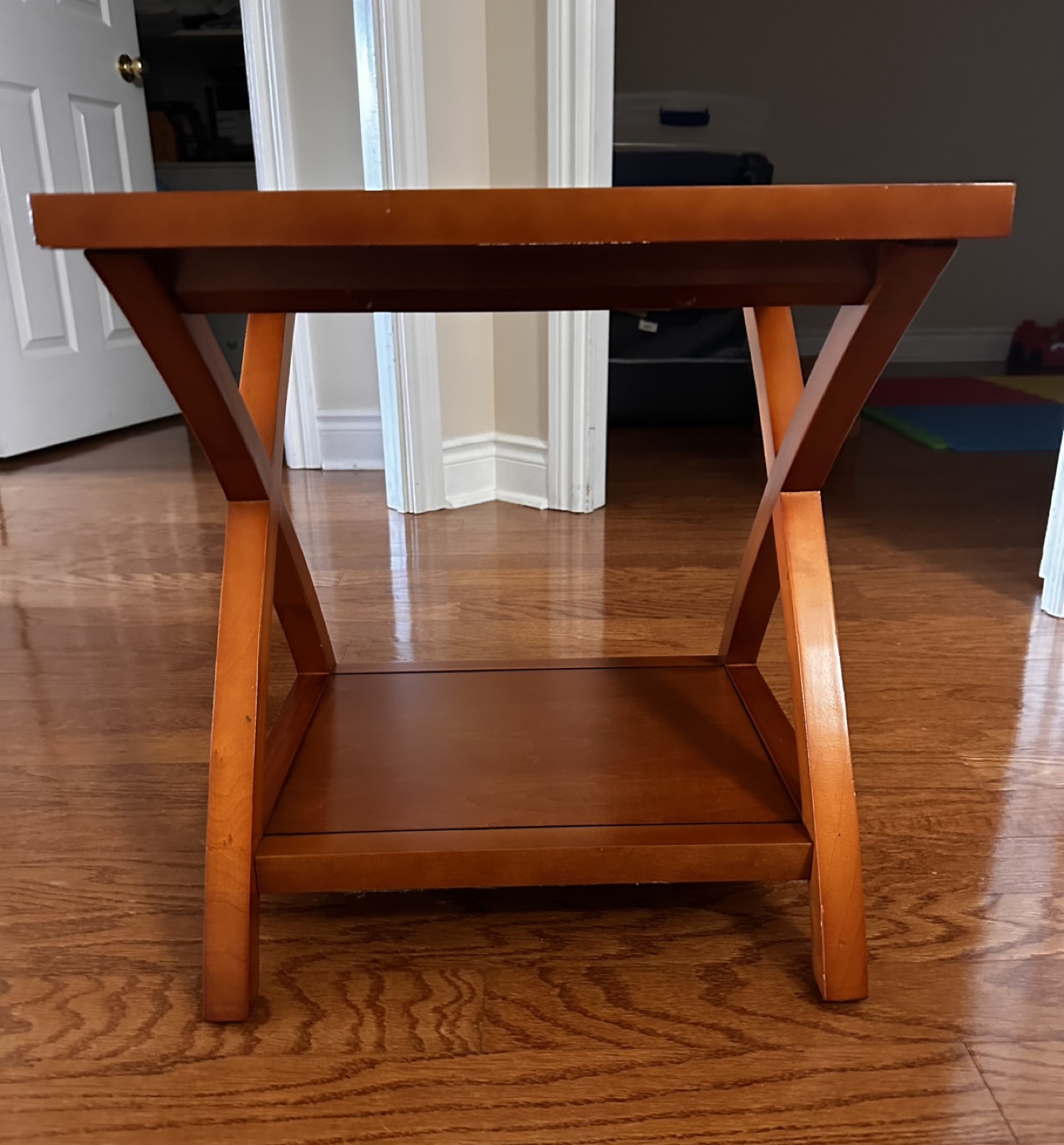 Wooden End Table with Glass Top - photo 2