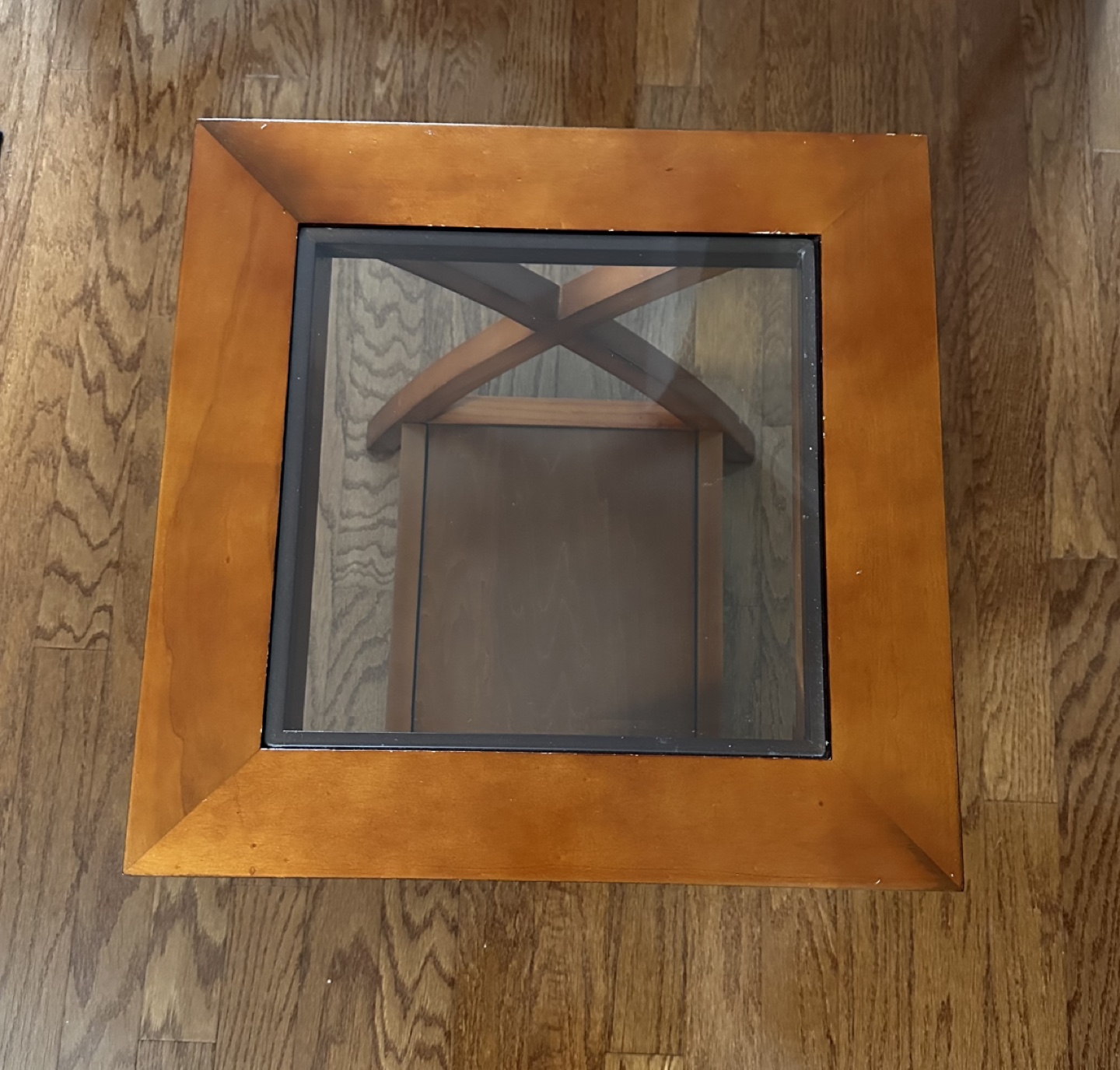 Wooden End Table with Glass Top - photo 3