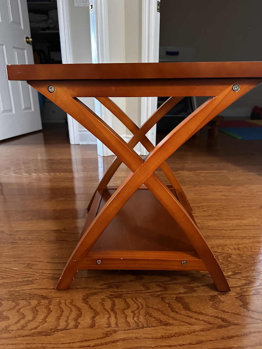 Wooden End Table with Glass Top