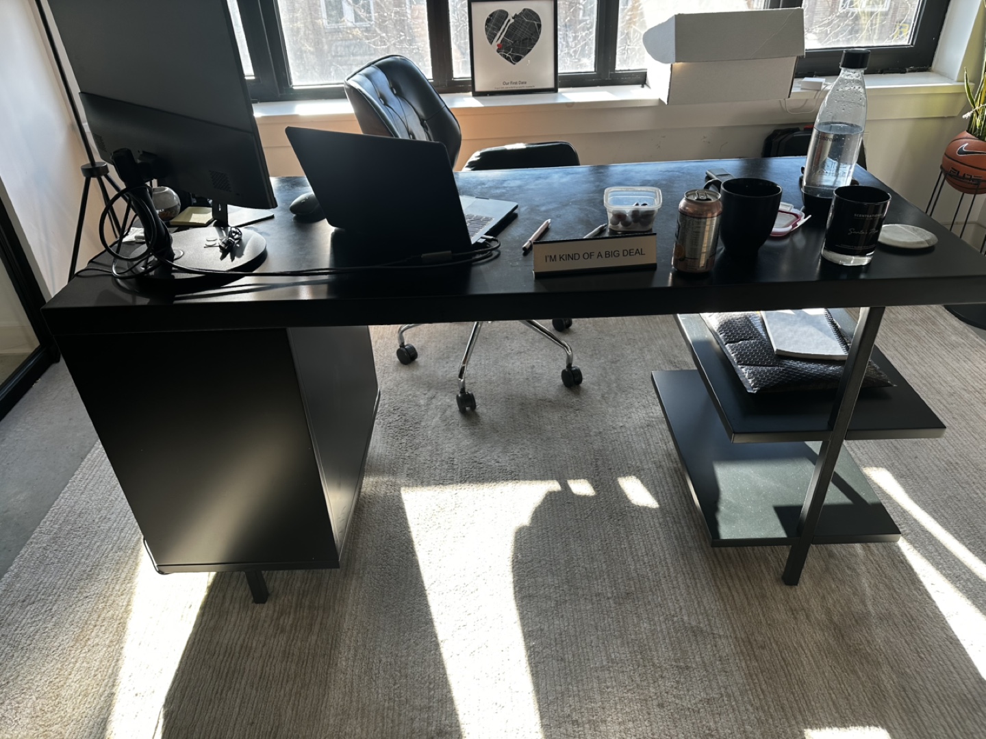 Modern Black Desk with Storage - photo 2
