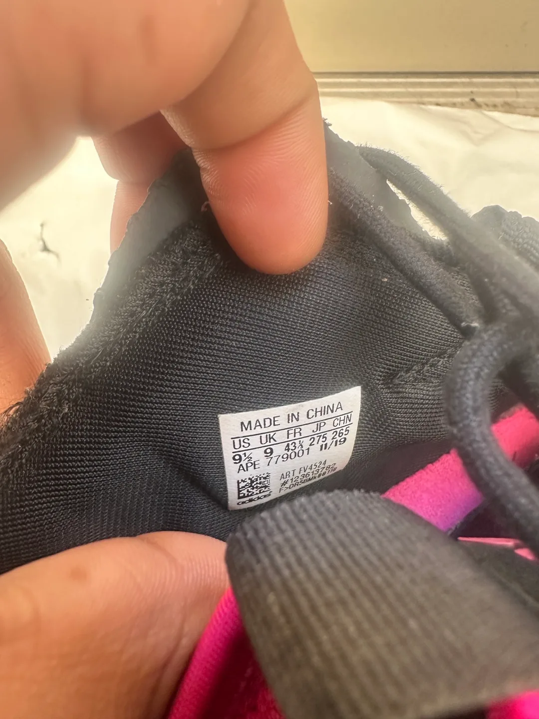 Adidas Mens Black and Pink Sneakers image indicator(6)