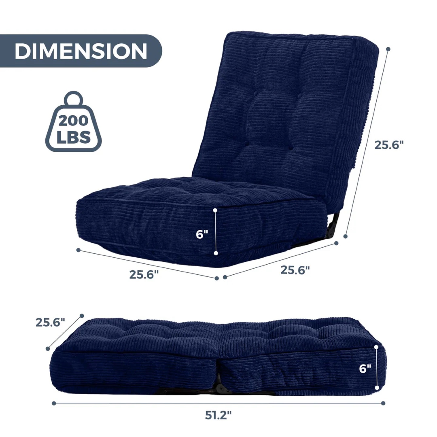 5-Position Adjustable Floor Chair - Navy Blue - photo 2