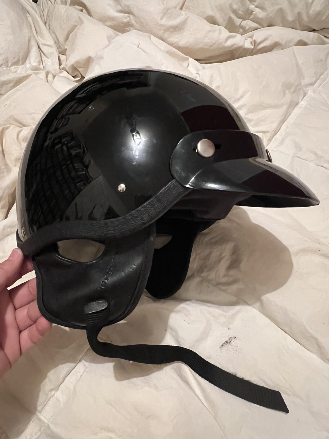 Vintage Black Motorcycle Helmet