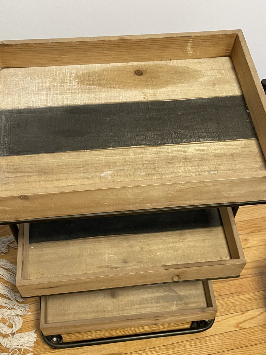 Three-Tier Rolling Cart with Wooden Trays - photo 4