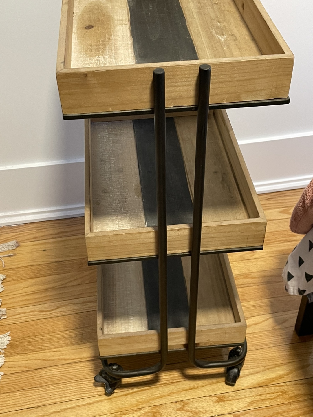 Three-Tier Rolling Cart with Wooden Trays - photo 2