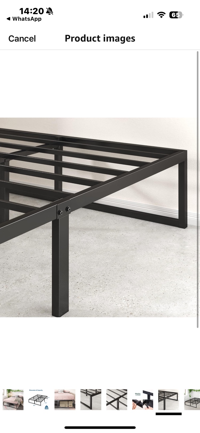 Black Metal Platform Bed Frame - Queen Size - photo 5