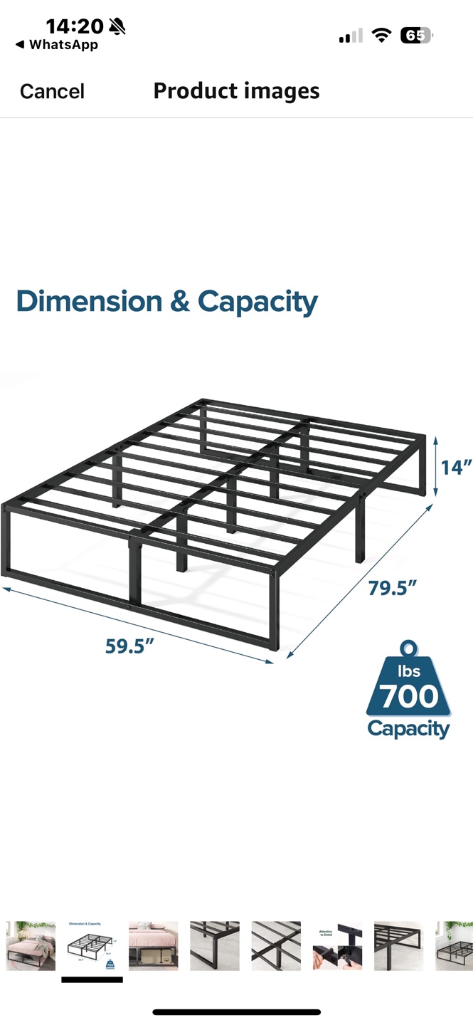 Black Metal Platform Bed Frame - Queen Size - photo 3