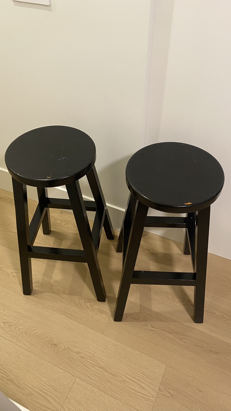 Pair of Black Wooden Stools