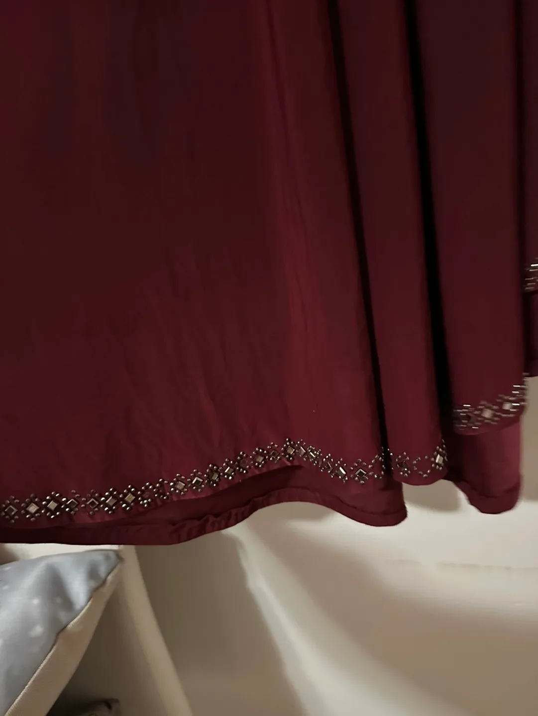 Burgundy Abaya &scarf with embellishments image indicator(5)