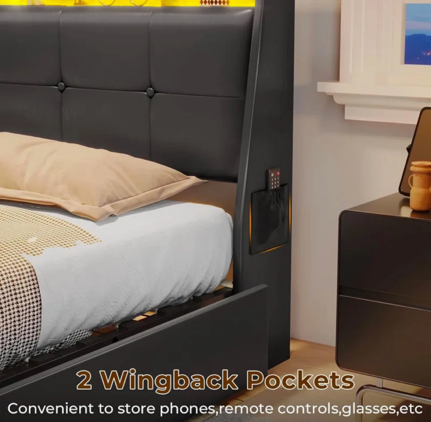 |Unopened box| Queen Size LED Bed Frame with Underbed Storage image indicator(9)