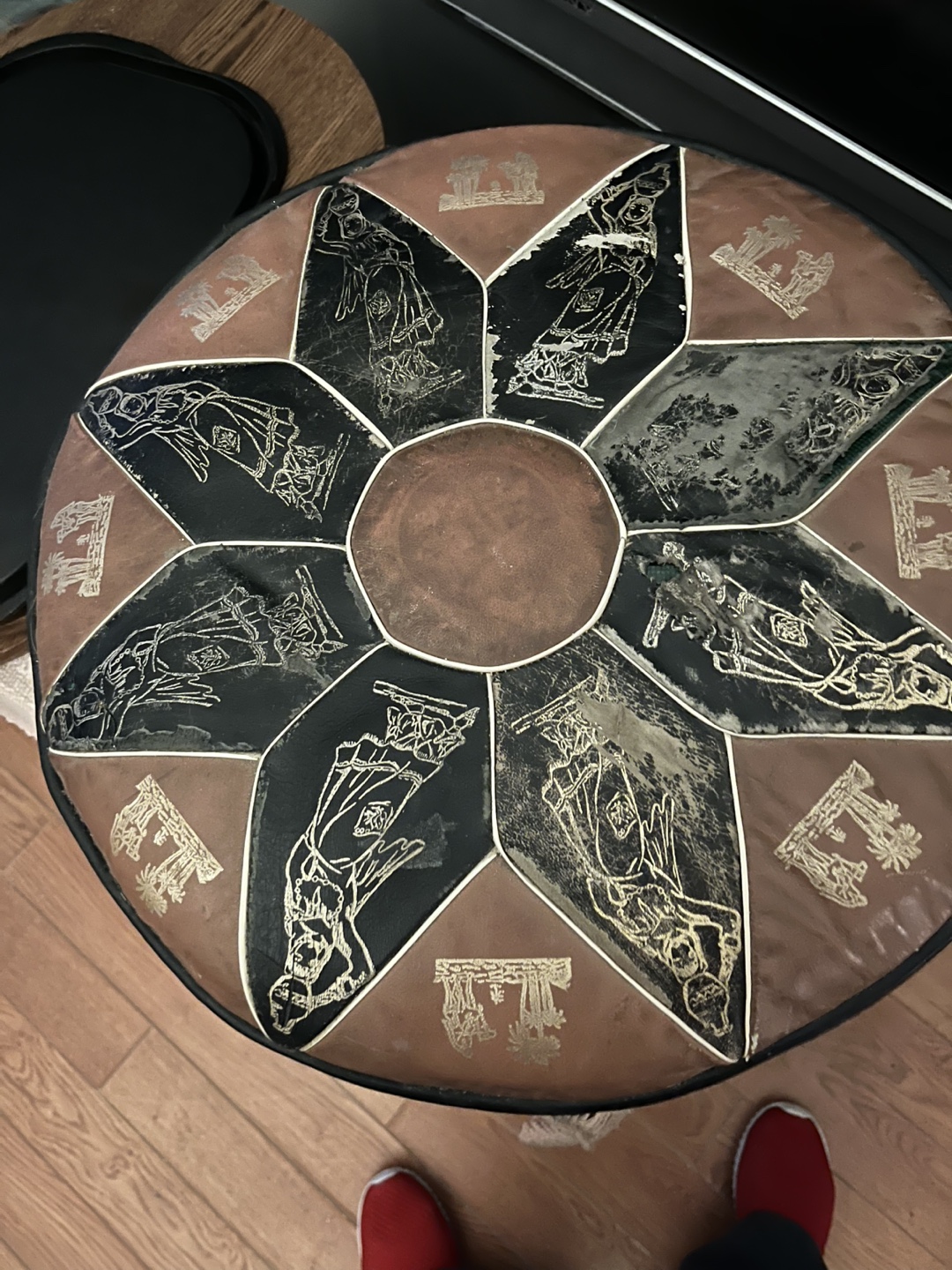 Vintage Moroccan Pouf Ottoman