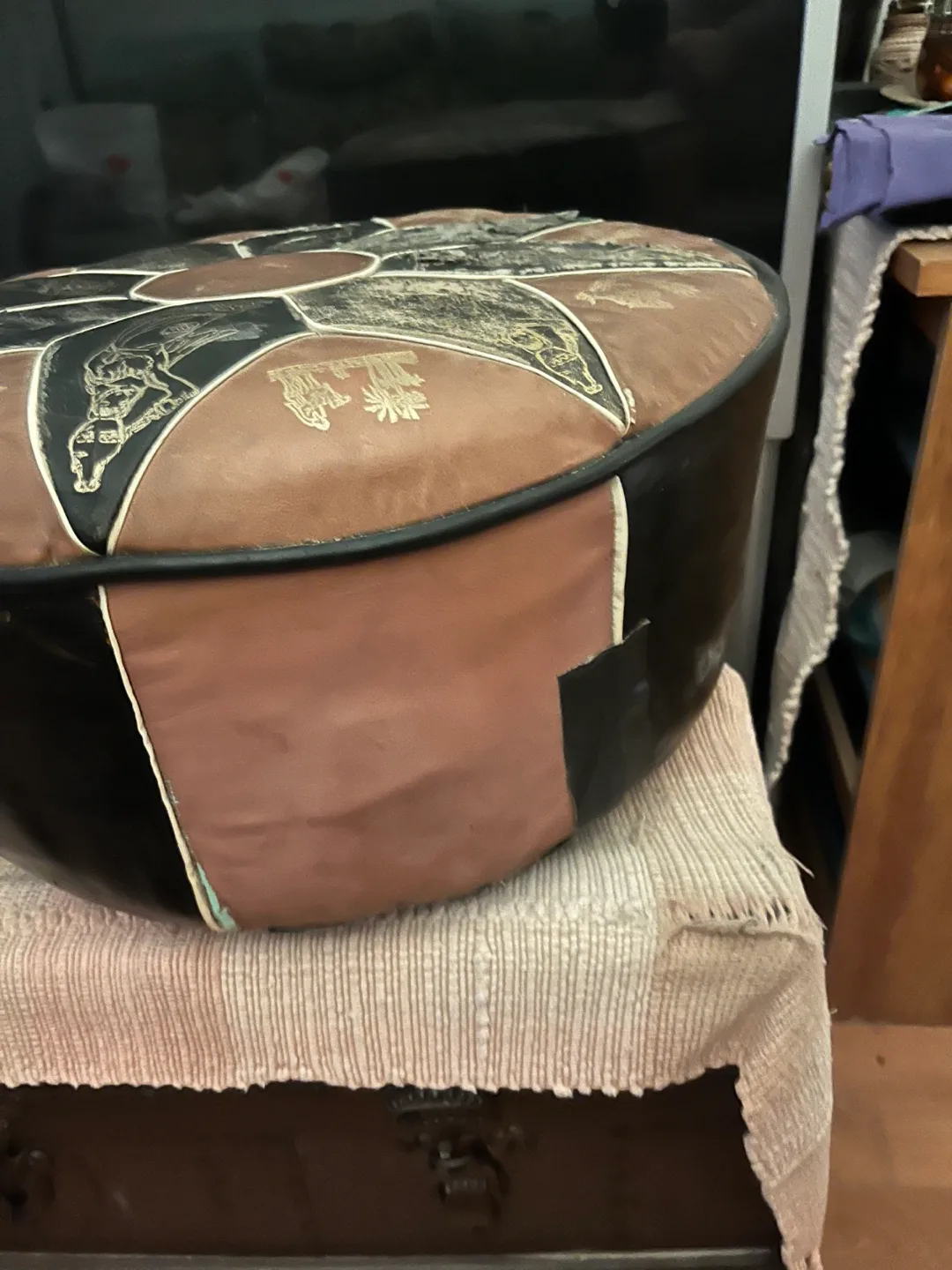 Vintage Moroccan Pouf Ottoman image indicator(2)