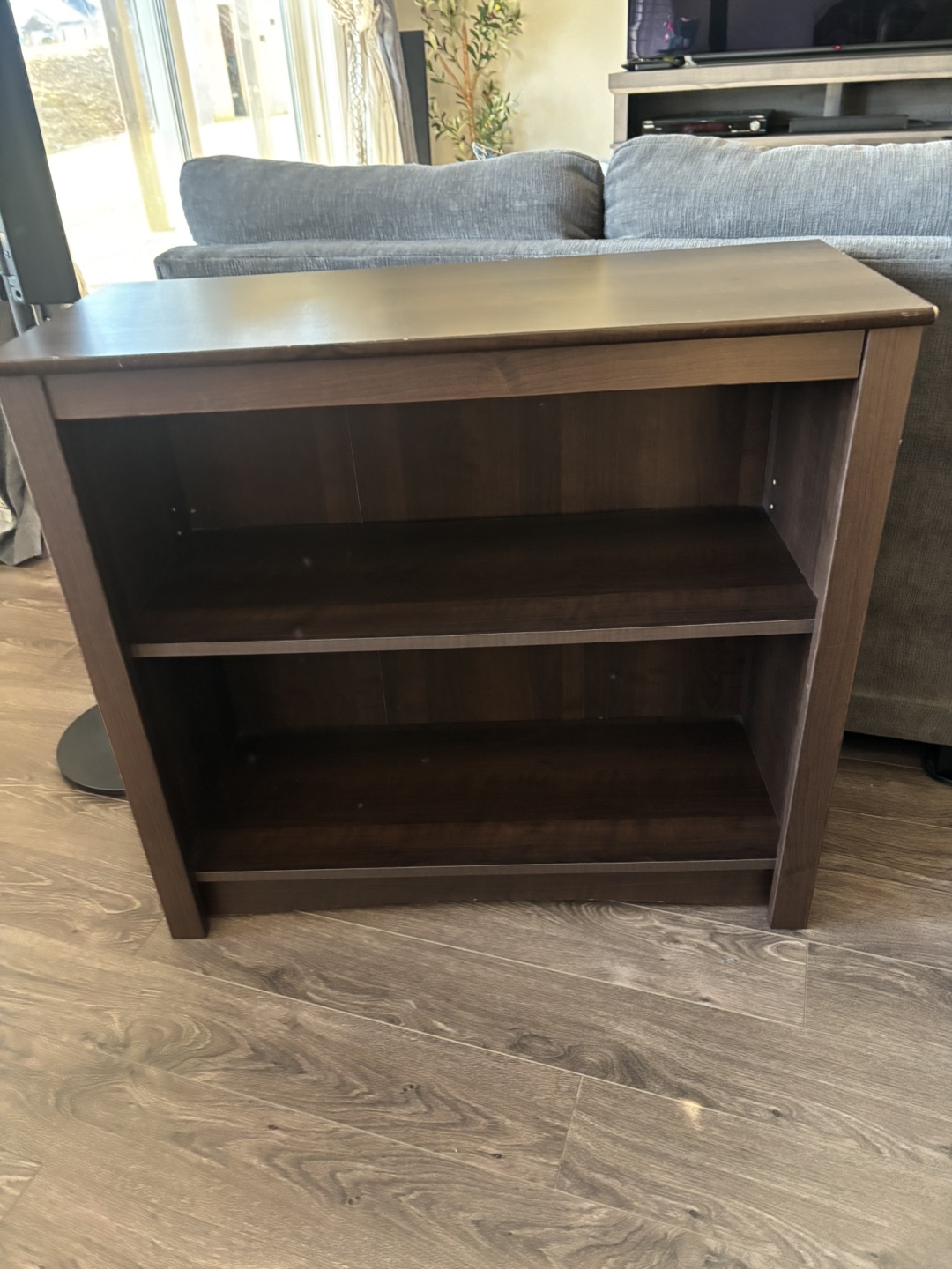 Dark Brown Bookcase with Two Shelves