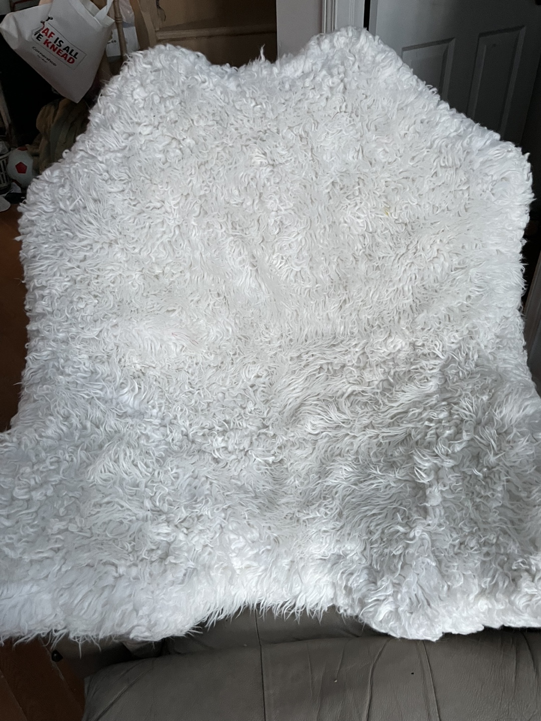 White Fluffy Rug/ dog mat