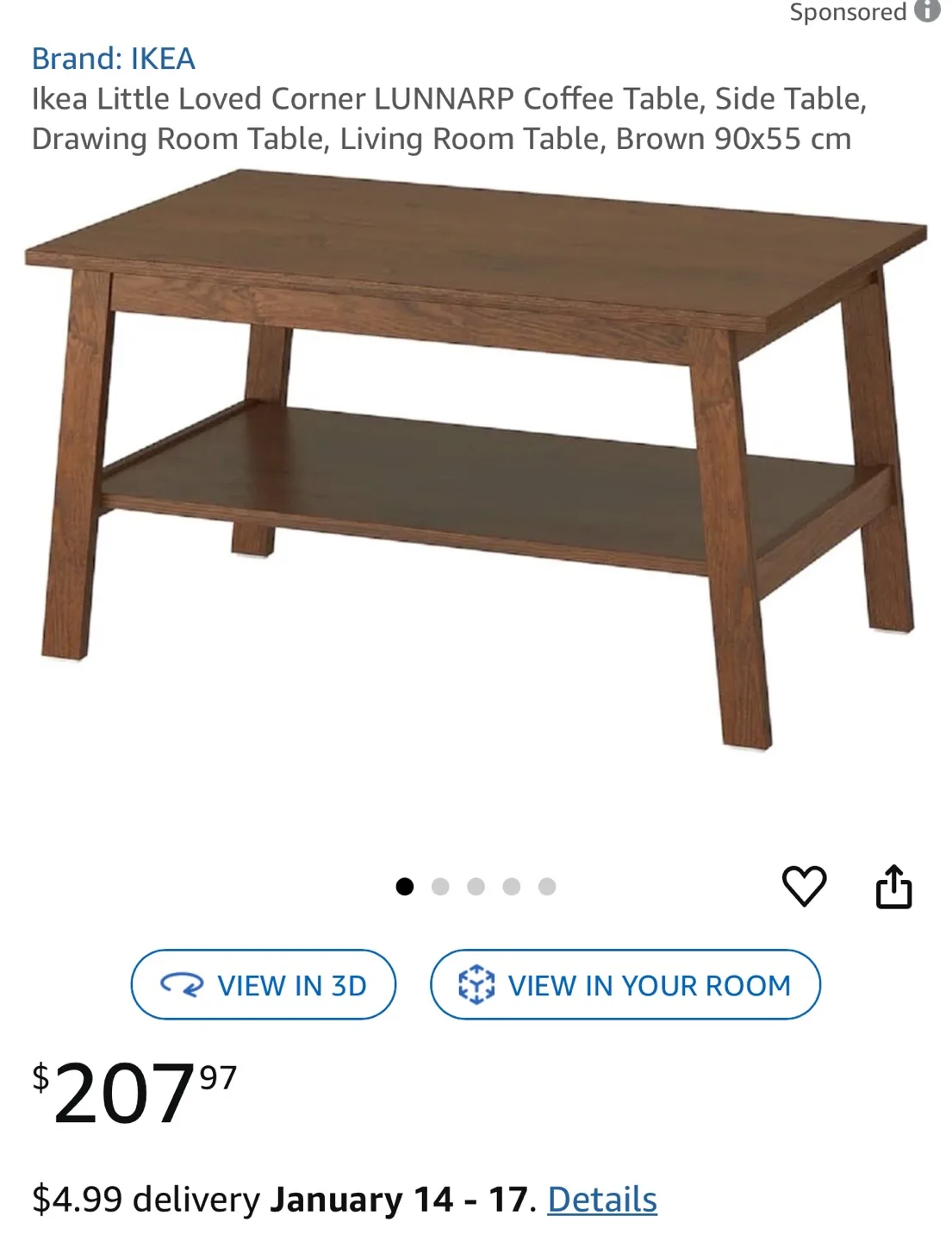 IKEA LUNNARP Coffee Table - Brown image indicator(3)