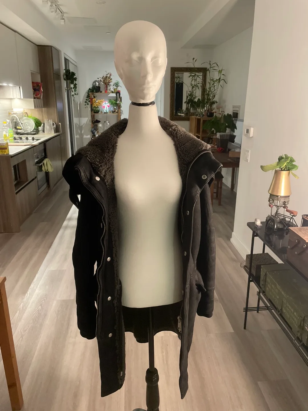 Allstaints Black Sheepskin Hooded Coat image indicator(7)