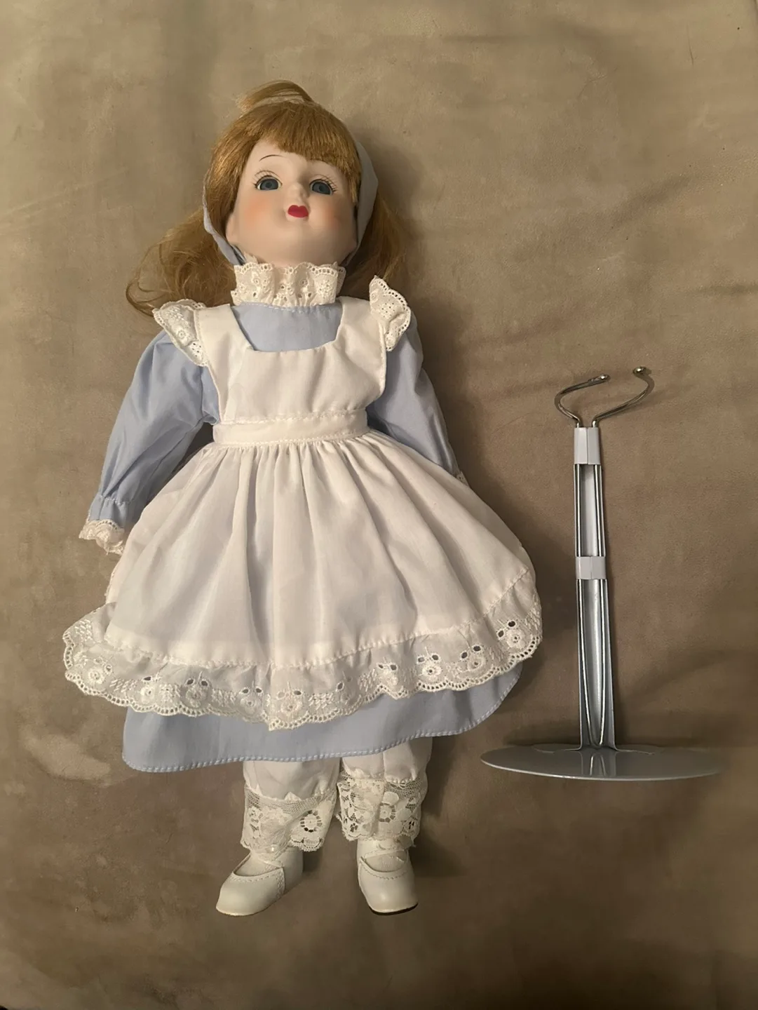 Vintage Porcelain Doll in Original Box with Stand image indicator(2)