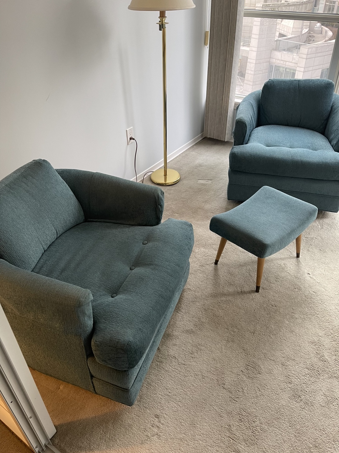 Arm chair set of two  and feet rest