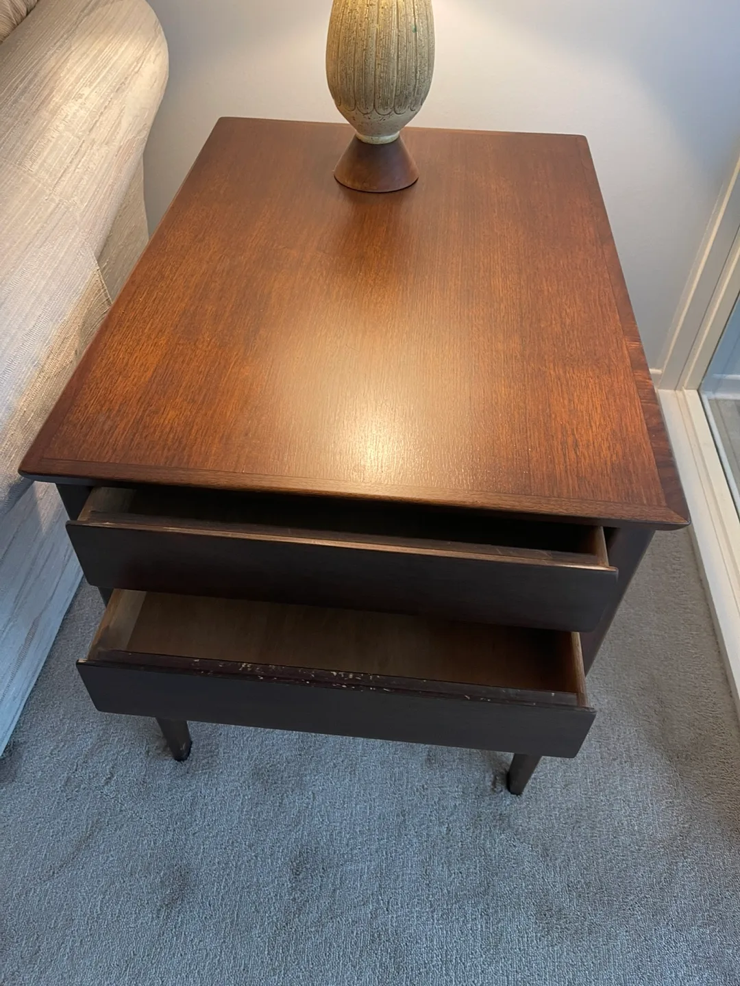 Mid-Century Modern Two-Drawer Side Table image indicator(6)