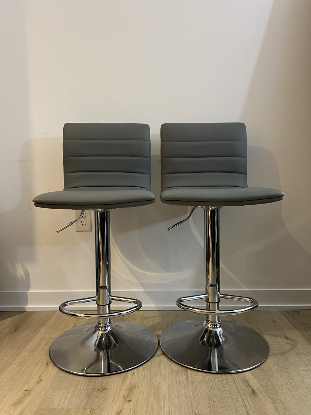 Pair of Gray Adjustable Bar Stools