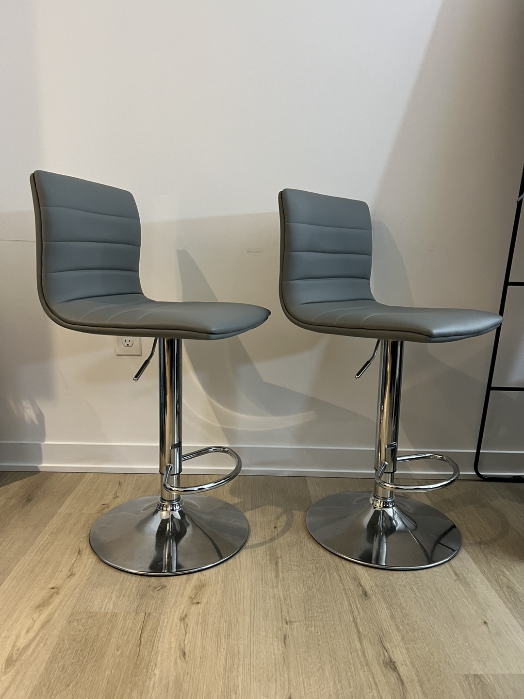 Pair of Gray Adjustable Bar Stools - photo 2