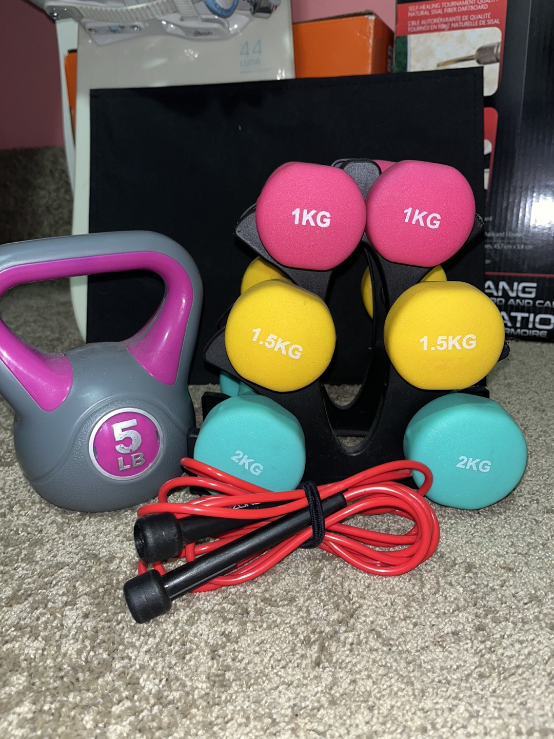Home Gym Starter Kit - Kettlebell, Dumbbells, Jump Rope