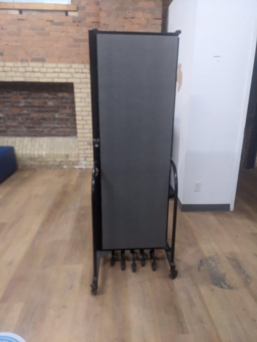 Room Divider - Portable Partition - Grey Fabric - on Wheels - photo 3