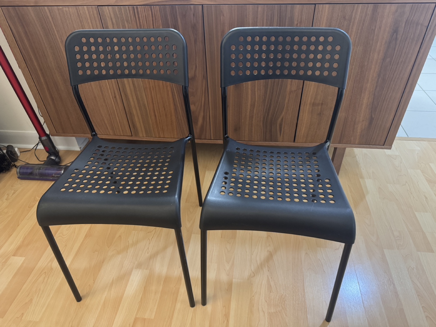Pair of Black Plastic Chairs