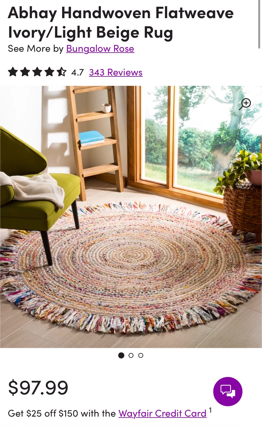 New 3“ Handwoven Flatweave Rug - Ivory/Light Beige
