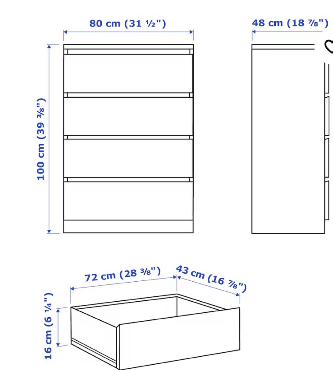 IKEA MALM 4-Drawer Chest - Black-Brown - photo 4