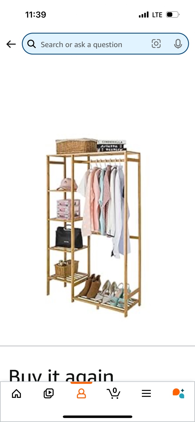 Bamboo Clothing Rack with Shelves