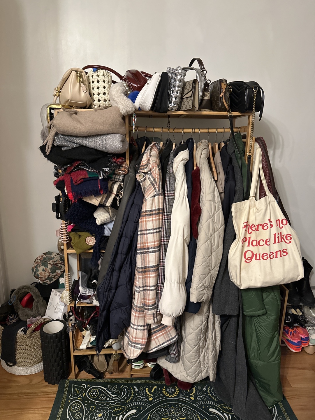 Bamboo Clothing Rack with Shelves - photo 2