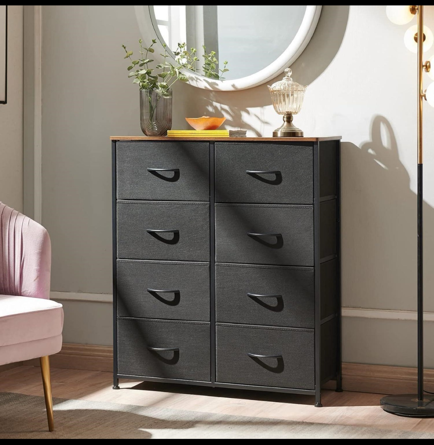 BNIB- 8-Drawer Fabric Dresser - Black - photo 2