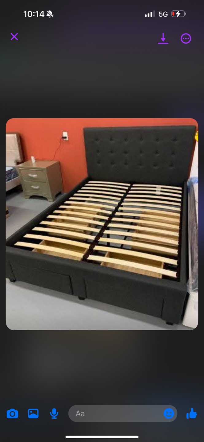 Queen Upholstered Bed Frame with 4 Drawers