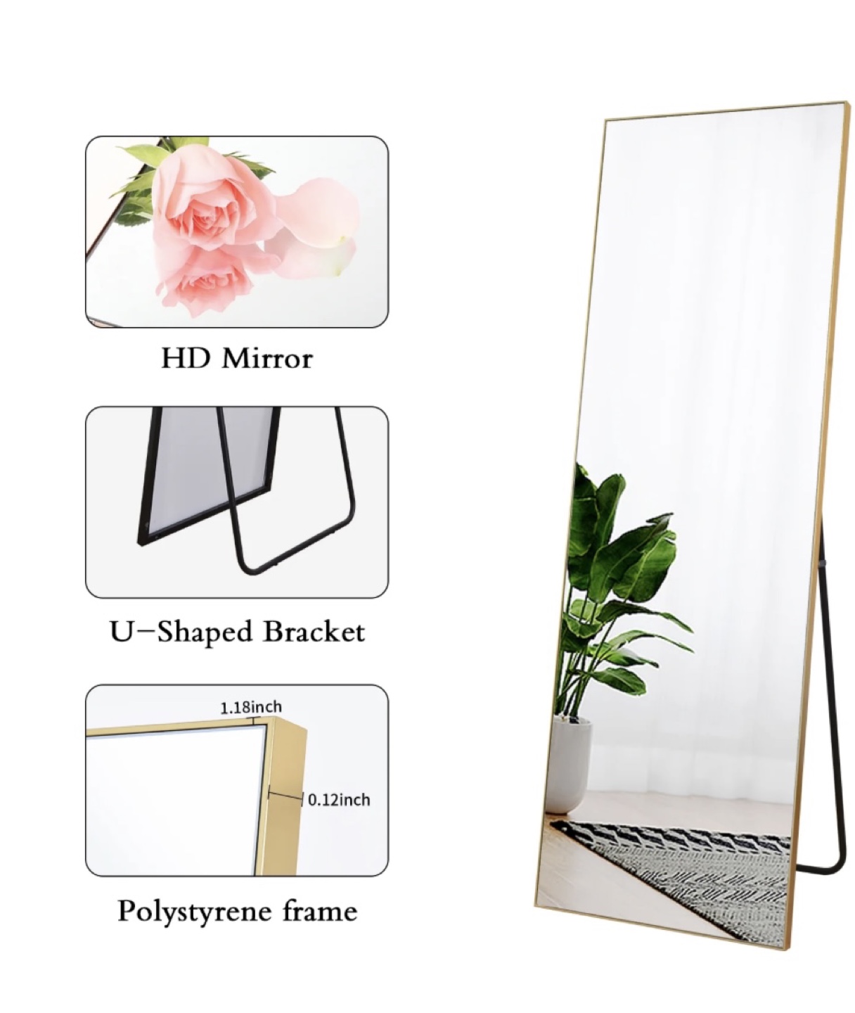 Full Length Gold Framed Mirror - photo 3