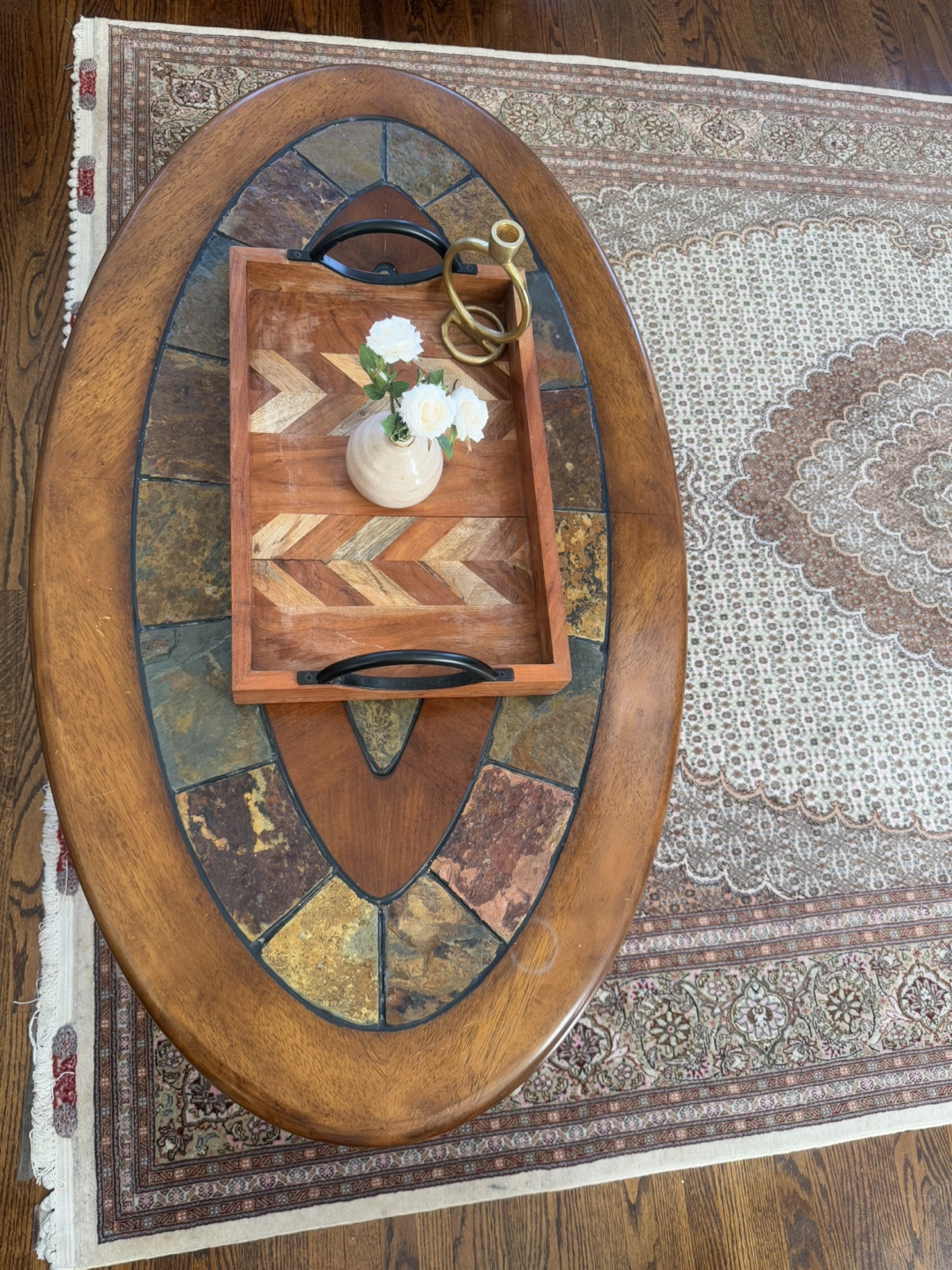 Oval & Round Slate Top Coffee Tables - photo 2