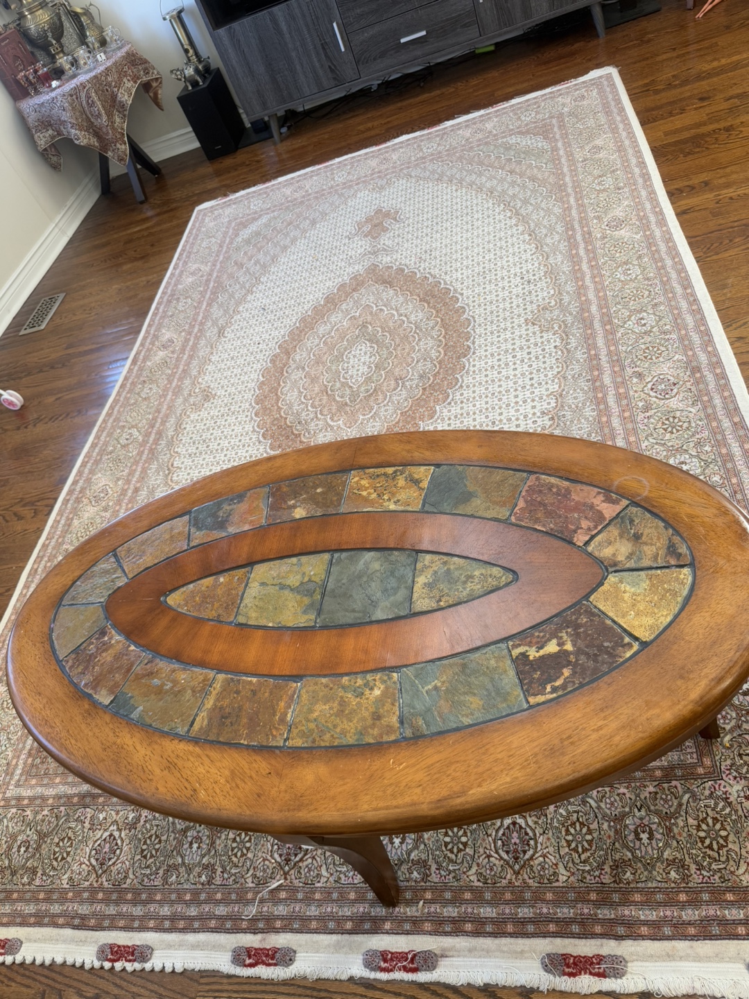 Oval & Round Slate Top Coffee Tables