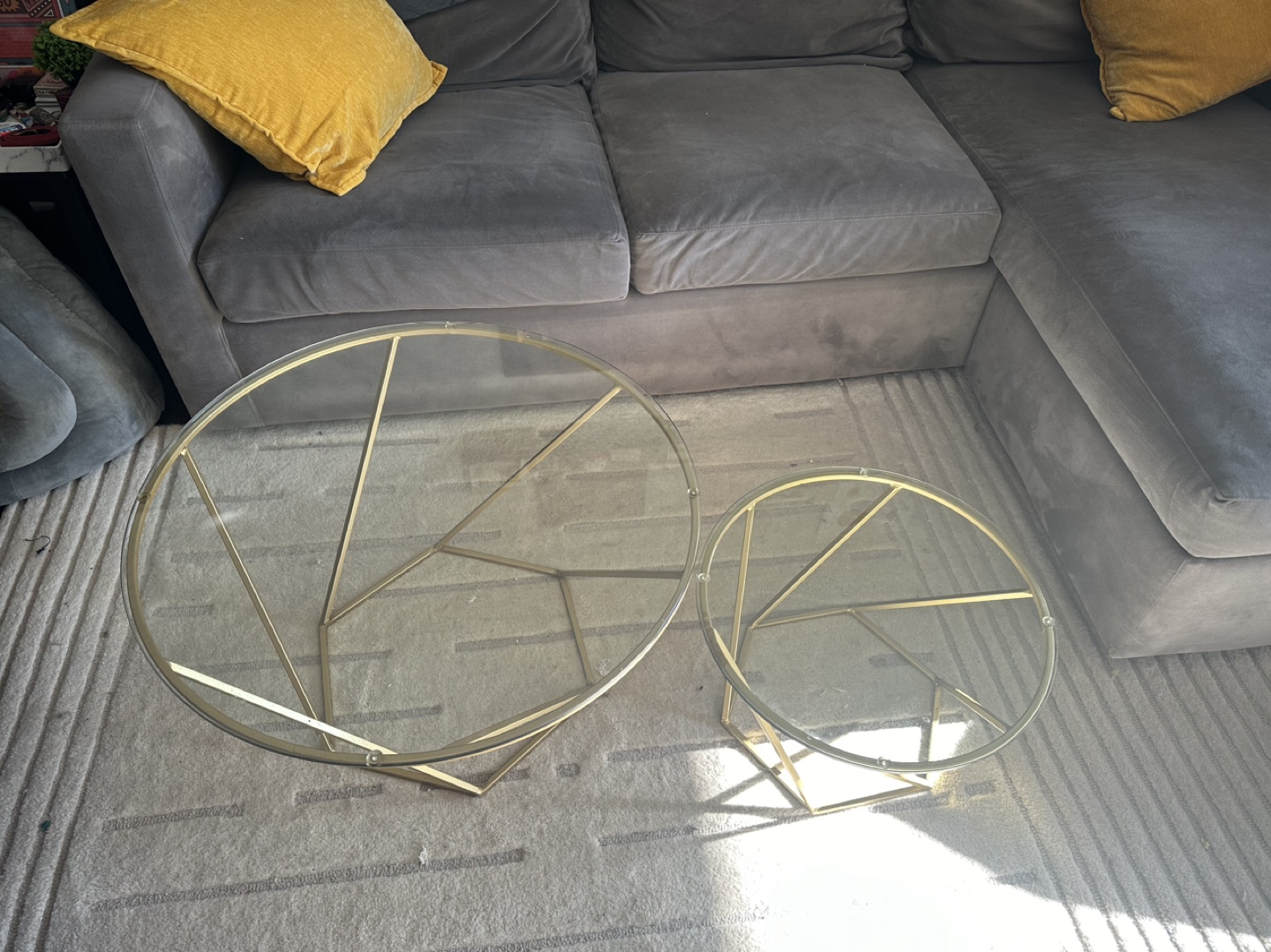 Gold Metal and Glass Coffee Table Set - photo 2