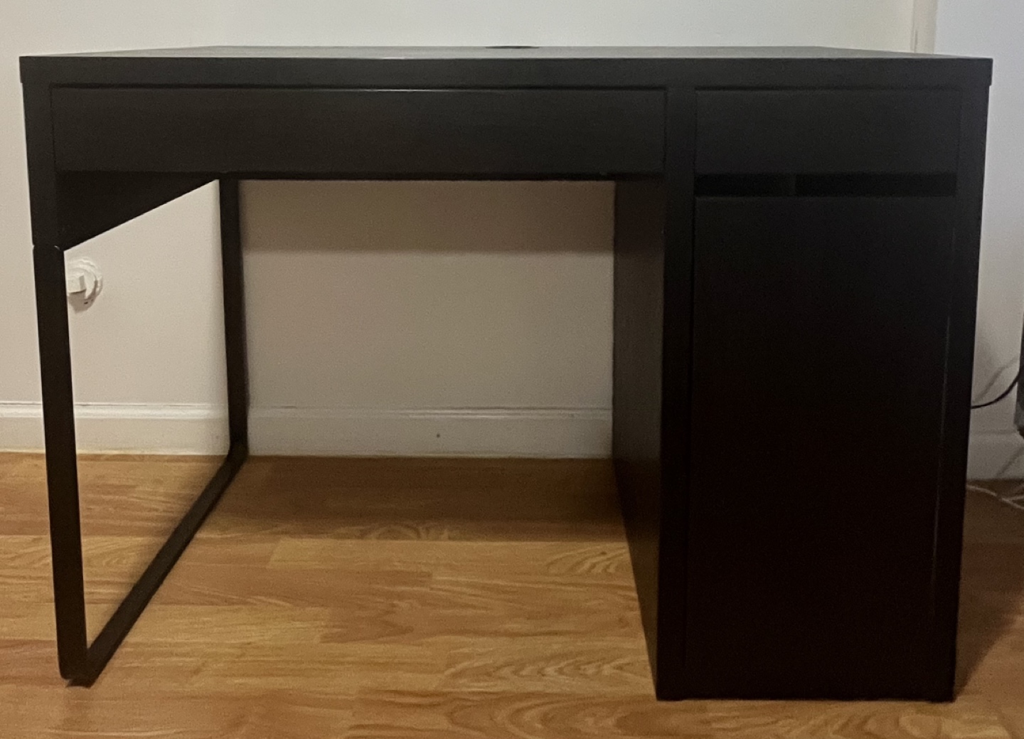 Black IKEA Desk with Drawer and Cabinet