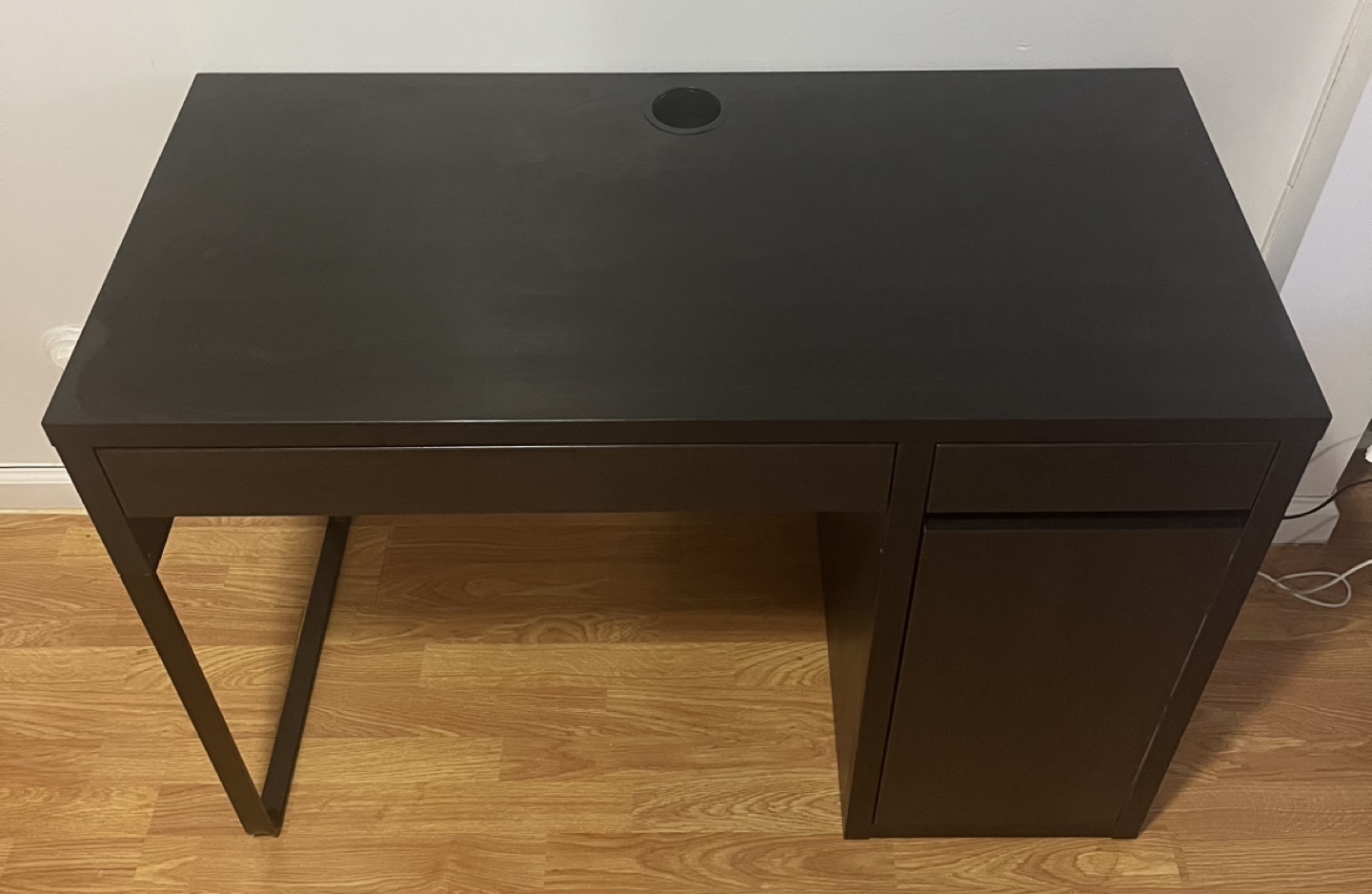 Black IKEA Desk with Drawer and Cabinet - photo 2