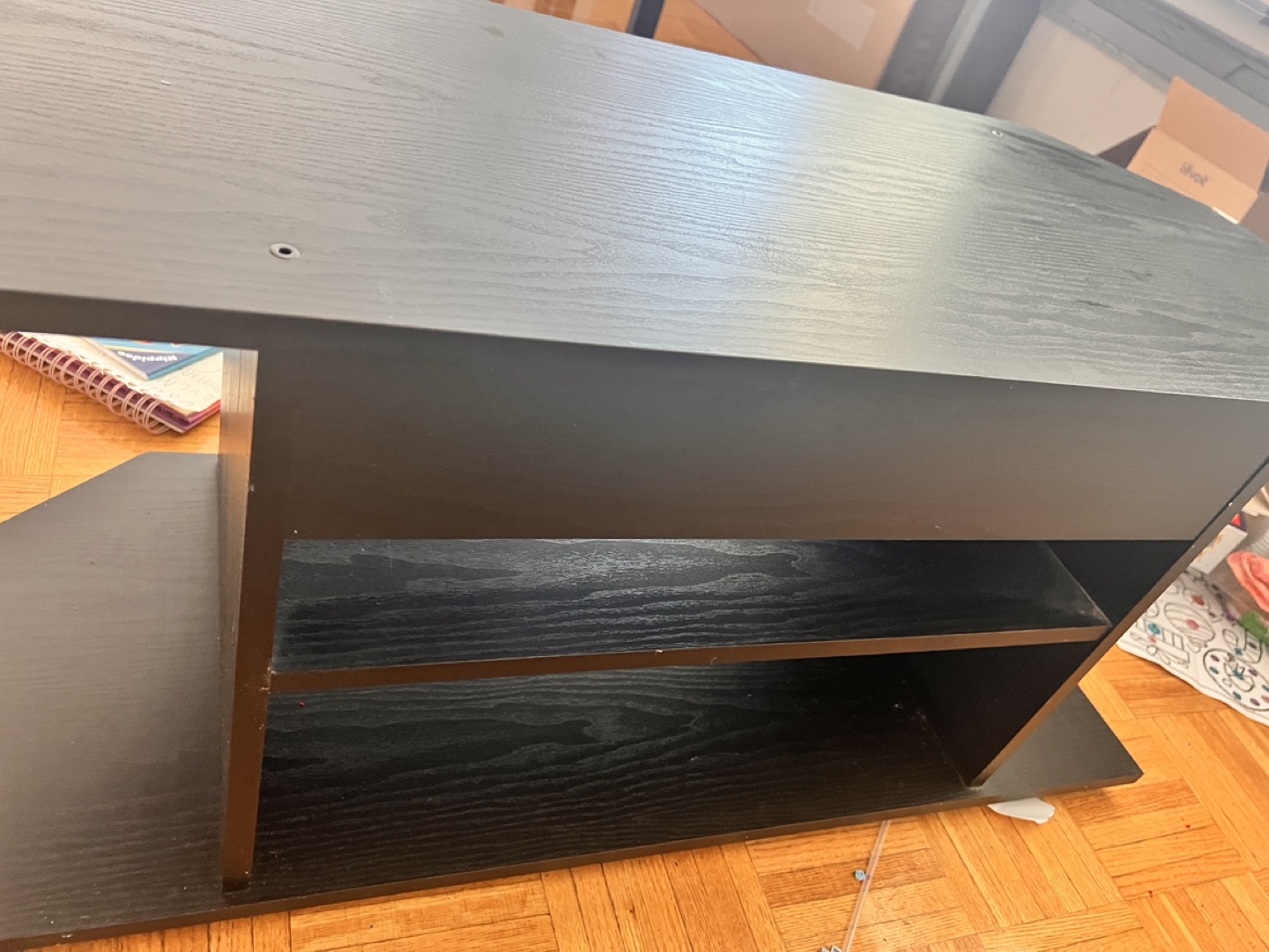 Black TV Stand with Two Shelves - photo 3